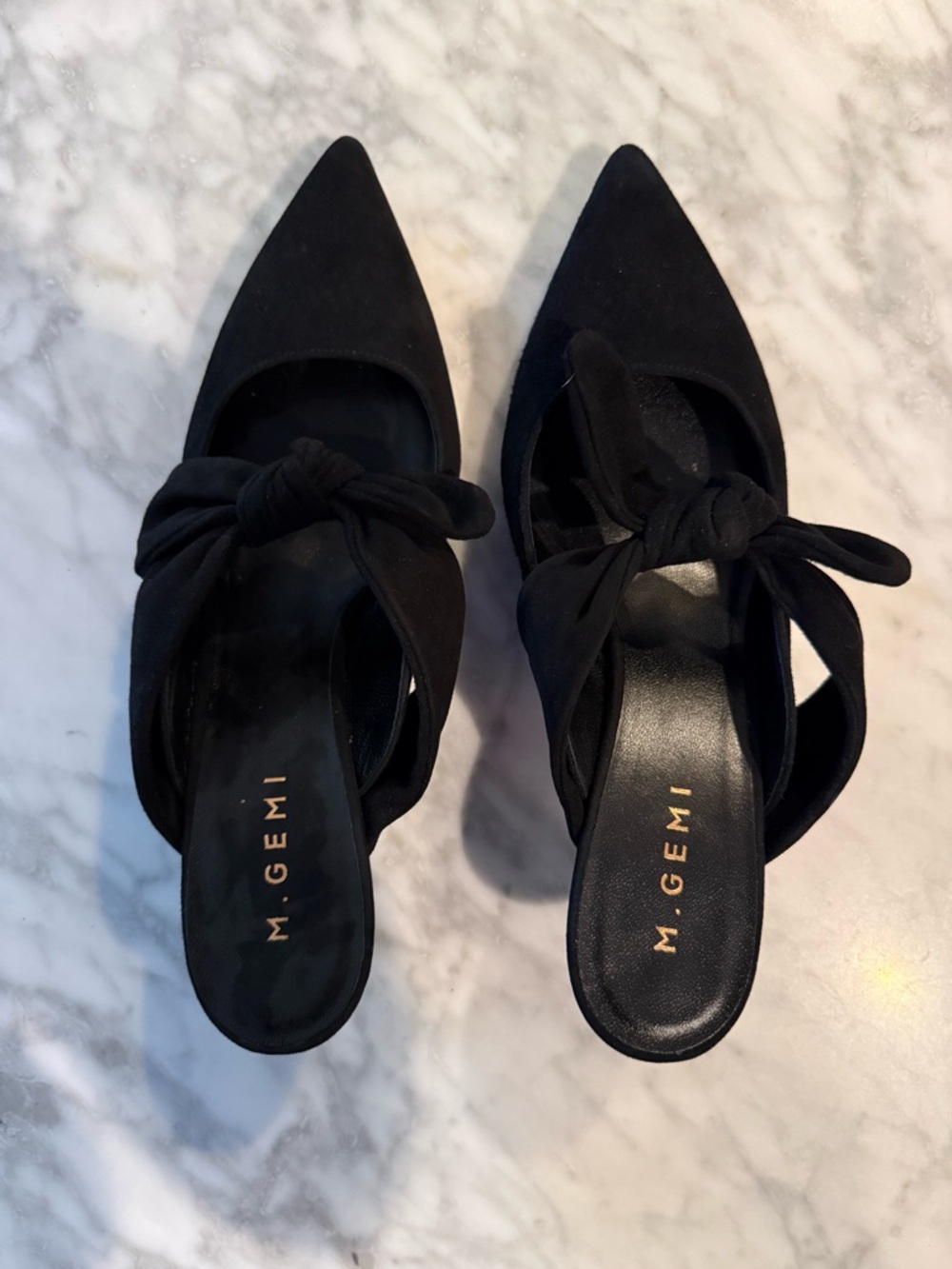M. Gemi Black Knot-Front Pointed Mule